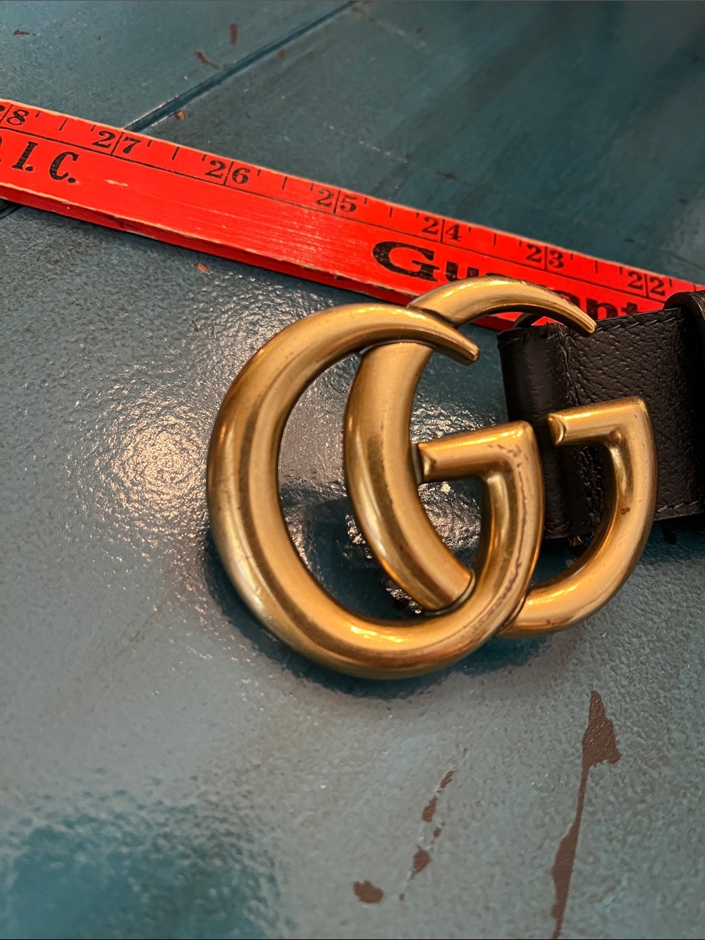 Gucci Black Leather Belt with Brass Double G Buckle - Picture 10 of 10